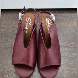 Sbicca Burgundy Open-Toe Heeled Sandals